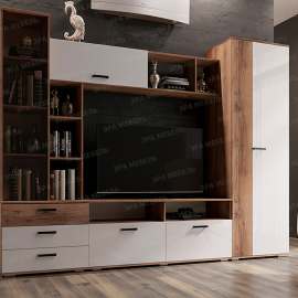 Гостиная «Крокус» Дуб делано/Белый глянец