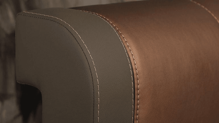 Кровать интерьерная «Калипсо» 1600 Кожзам серый/Кожзам корица