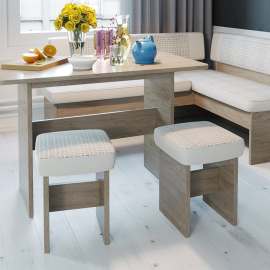 Кухонный уголок «Дублин» (Дуб Сонома трюфель/Кожзам светлый, ткань светлая)