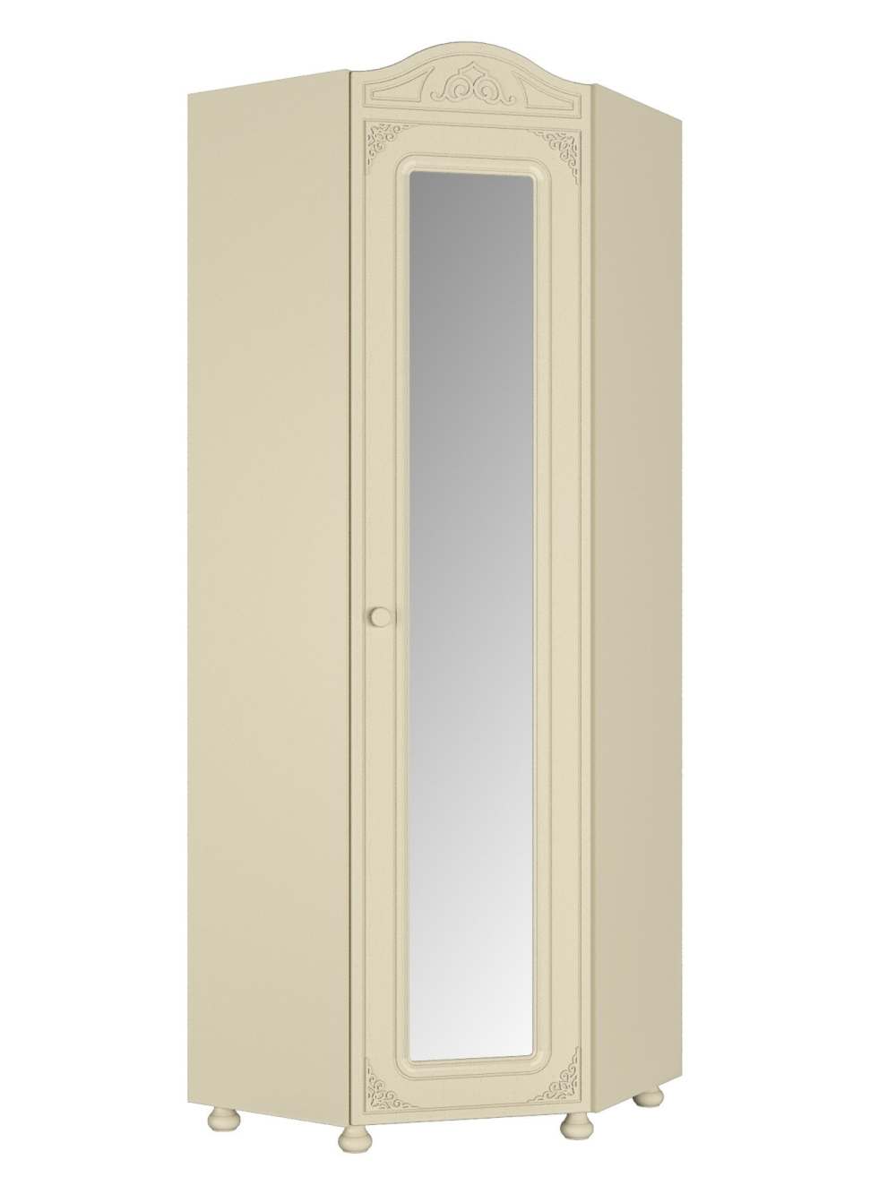 Шкаф угловой с зеркалом «Ассоль плюс» АС-522К (правый с короной) Ваниль