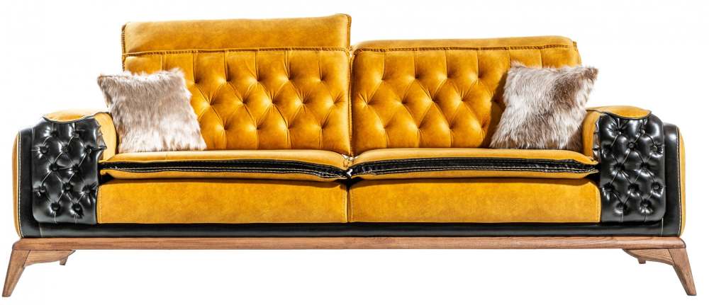 Диван 3х местный «Lotus» без спального места Желтый/Черный