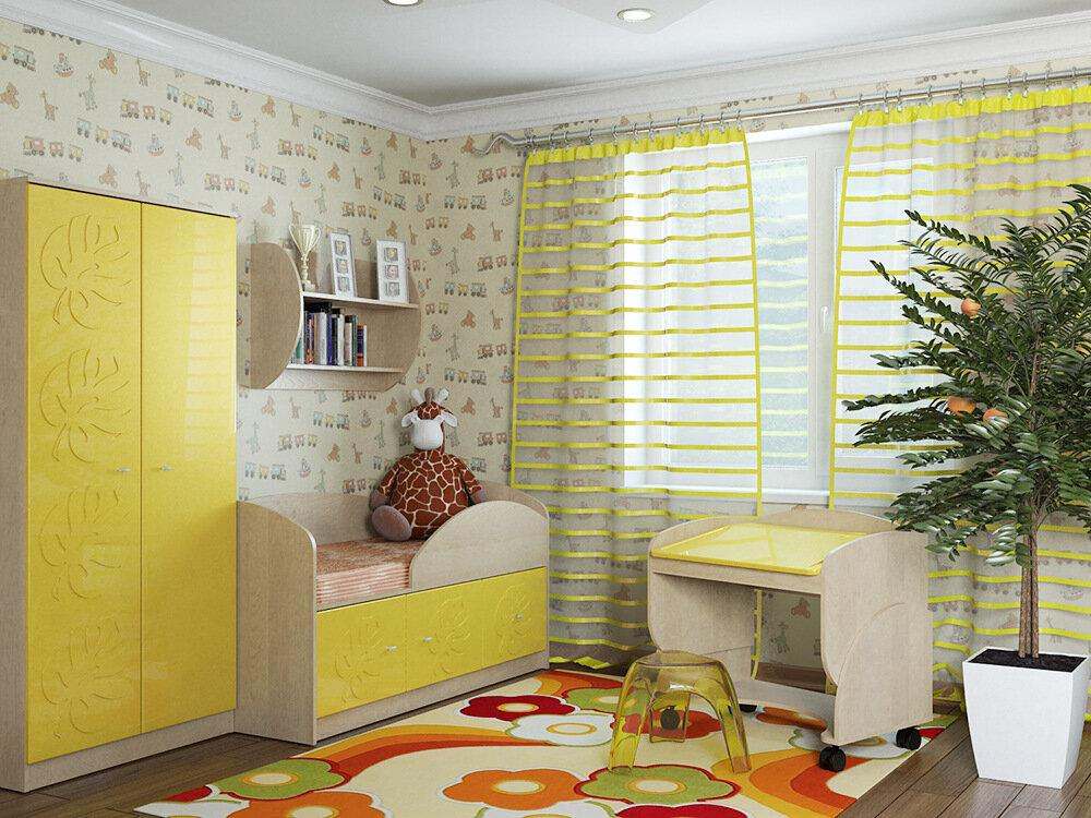 Модульная детская «Маугли» Береза снежная/желтый