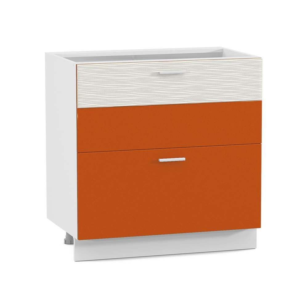 Стол 800 2 ящика «Жанна» морковный металлик