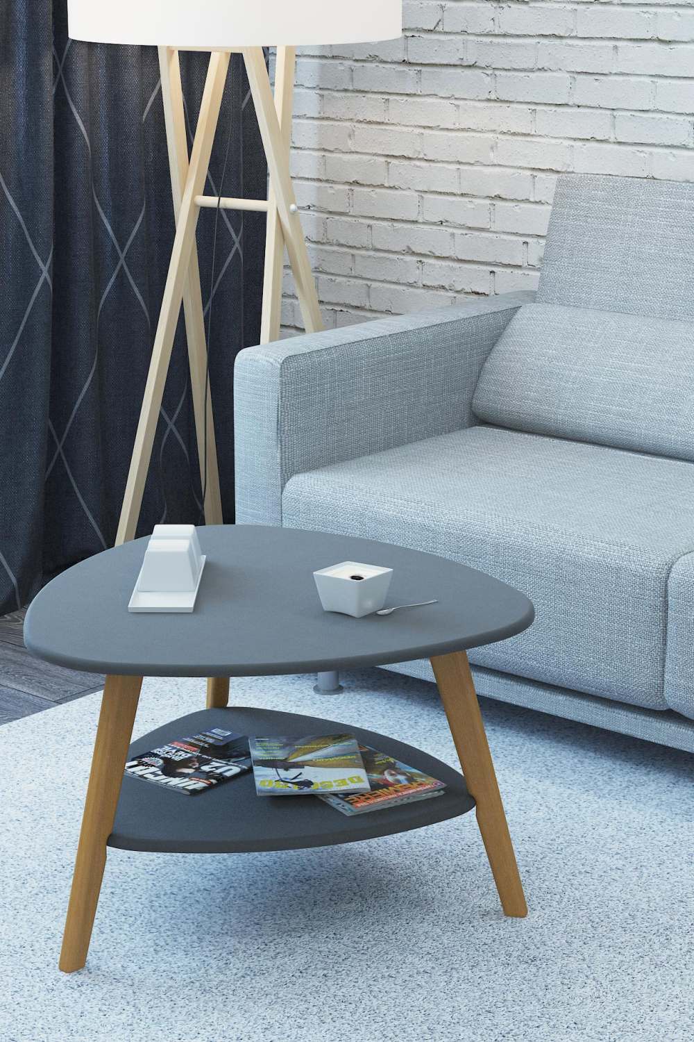 Столик журнальный «Бруклин» графит/дуб светлый