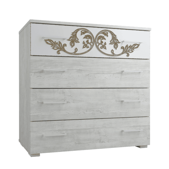 Комод «Эконом-стандарт» К-71К Сосна винтер/бьянка золото