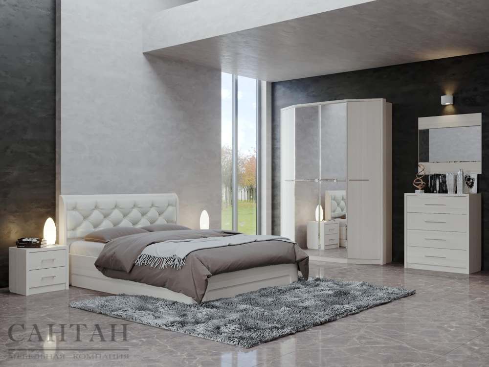 Спальня «Луна 4» Бодега белая/Prona 2655