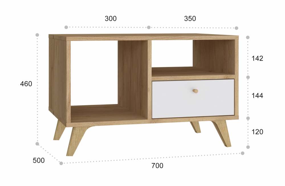 Стол журнальный «Ирма» ИР-30 Дуб крафт золотой/Белый