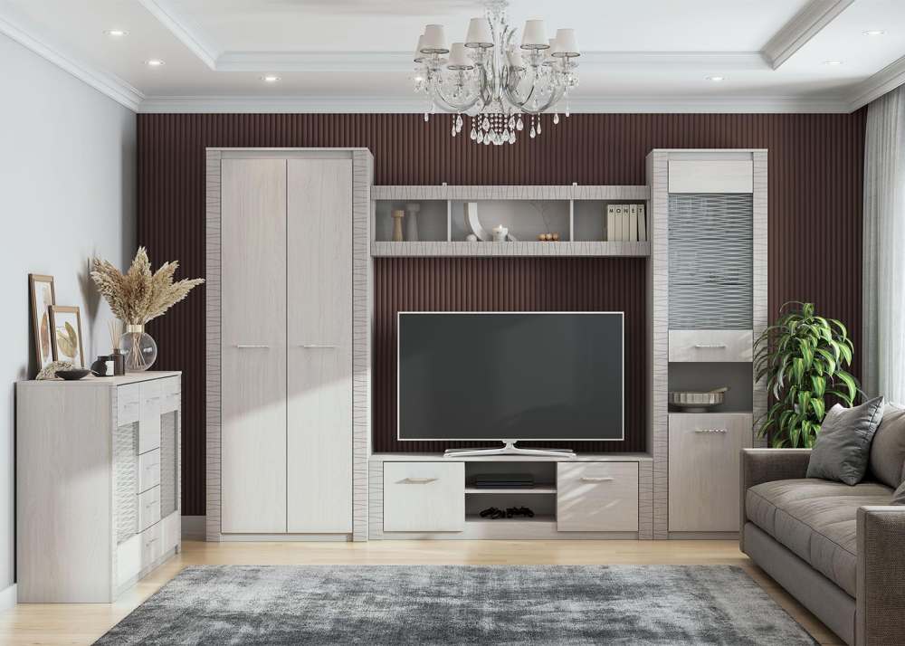 Модульная гостиная «Гамма 20» серия 4 Ясень Анкор/Сандал