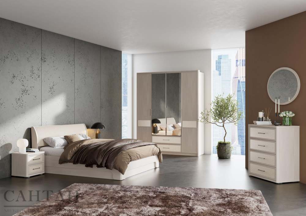 Спальня «Камелия Monro 6» Бодега белая/Matrixmat Monro 5