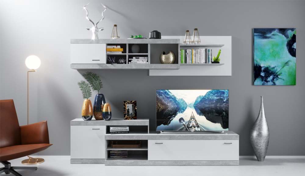 Стенка «Домино» Ателье светлый/Белый