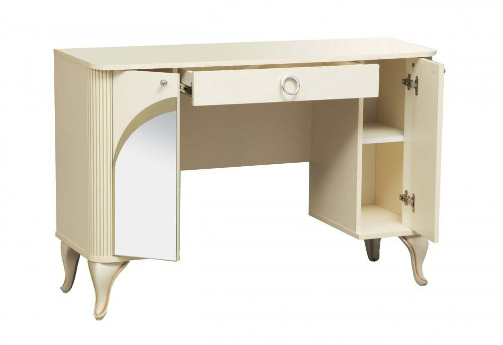 Стол туалетный с зеркалом 43.16 «Стефани» Бежевый/Слоновая кость патина
