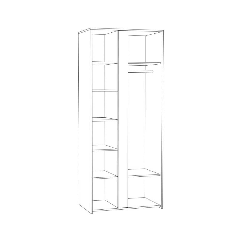 Шкаф 13.204.01 с зеркалом «Трувор» внутреннее наполнение