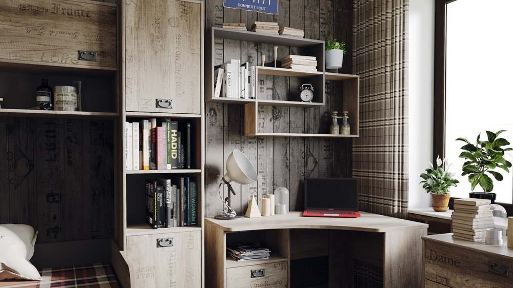 Полка настенная «Тип 7» (Дуб Каньон светлый/Фон серый)