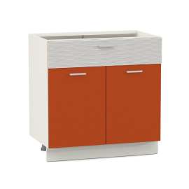 Стол 800 1 ящик 2 двери «Жанна» морковный металлик