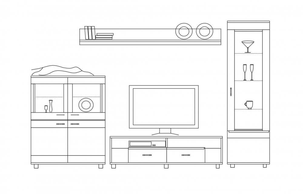Модульная стенка «Алабама» вариант 6 Венге белый дым