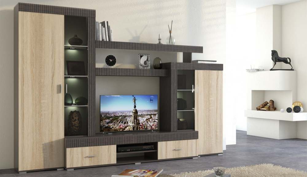 Стенка «Марк» Тик/Дуб Сонома