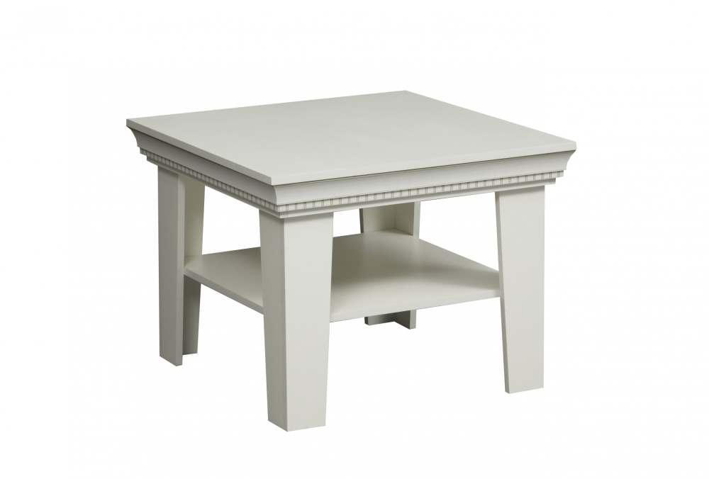 Стол журнальный 40.09 «Эльмира» Белый/Белая кожа патина