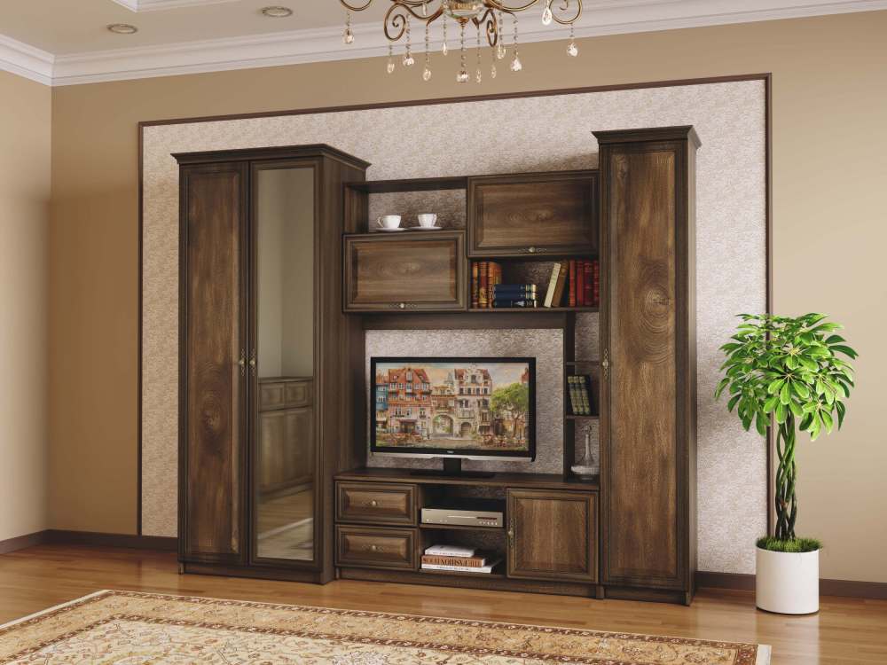 Стенка «Габриэлла» 06.99 Дуб кальяри/Дуб коньяк/Дуб кальяри патина