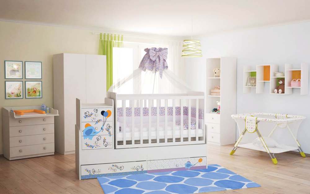 Кровать детская «Фея» 1100 Слоник на шаре, белый