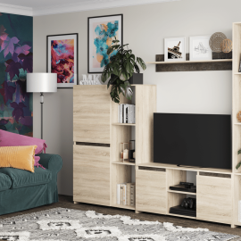 Стенка в гостиную «Милано-5» Дуб Сонома светлый