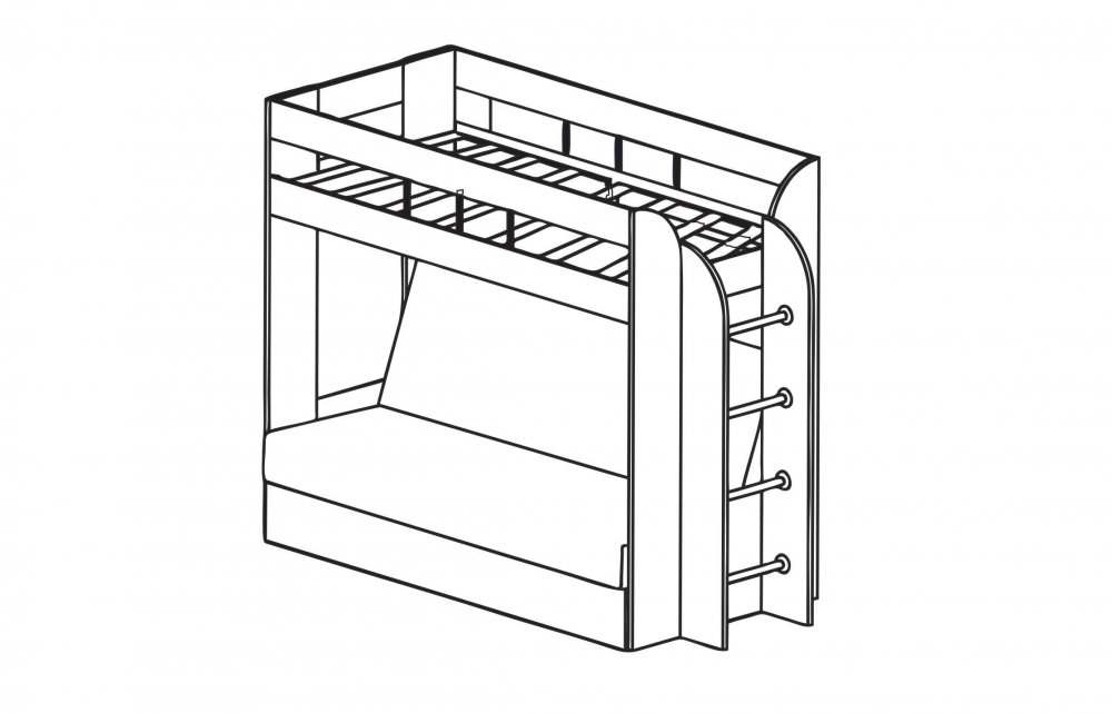 Кровать 2-х ярусная «Немо» без верхнего матраса Ясень шимо архитектура