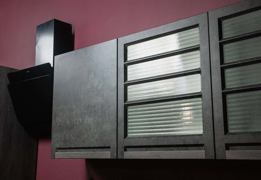 Модульная кухня «Грей» МДФ Бетон темный/Дуб шалле серебристый