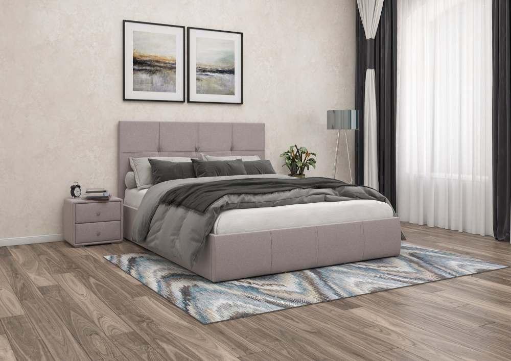 Интерьерная кровать с подъемным механизмом «Твист» Рогожка beige