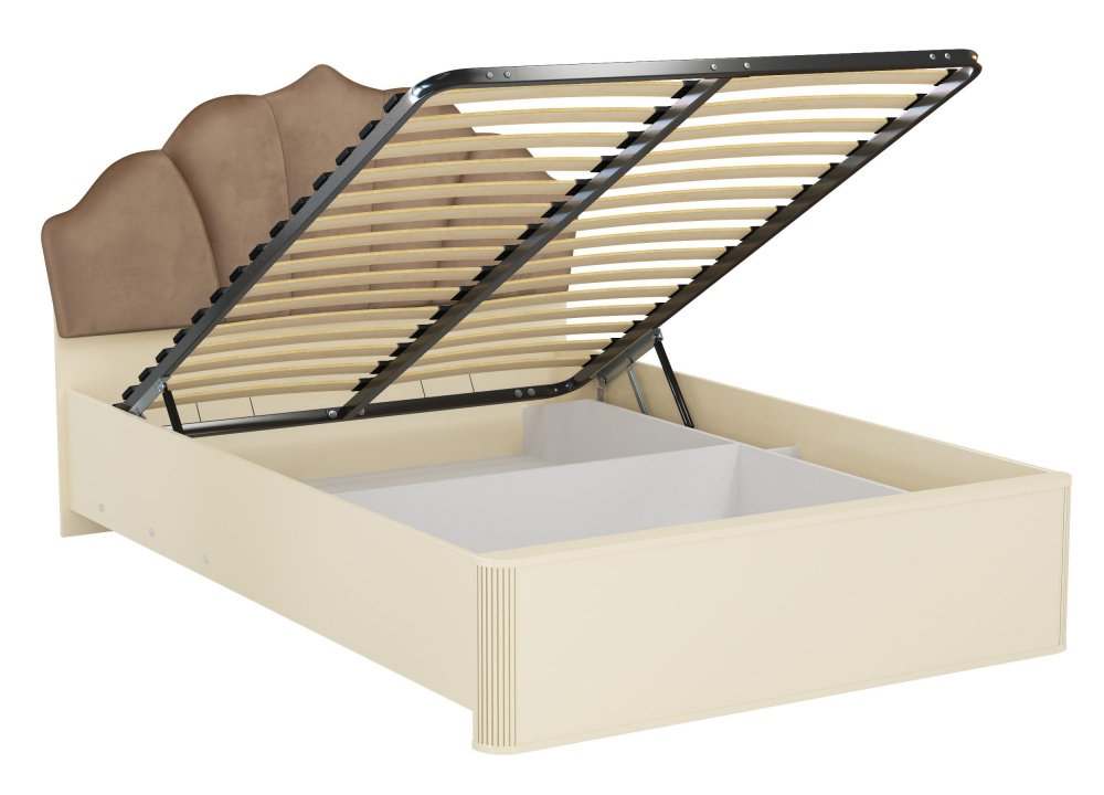 Кровать с подъемным механизмом , размер спального места: 160х200 см, бежевый велюр