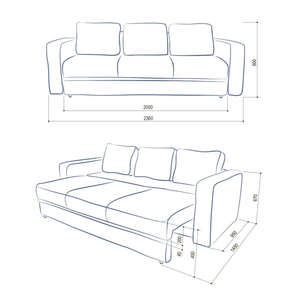 Диван «Кредо» размеры