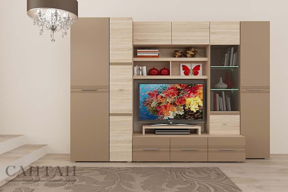 Гостиная «Панна-котта 1» Дуб сонома/кофе