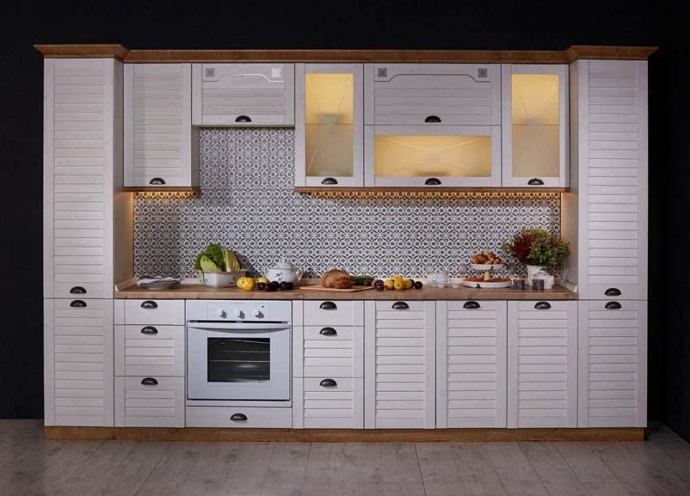 Модульная кухня «Кантри» МДФ Сосна Андерсен/Рибек Натуральный