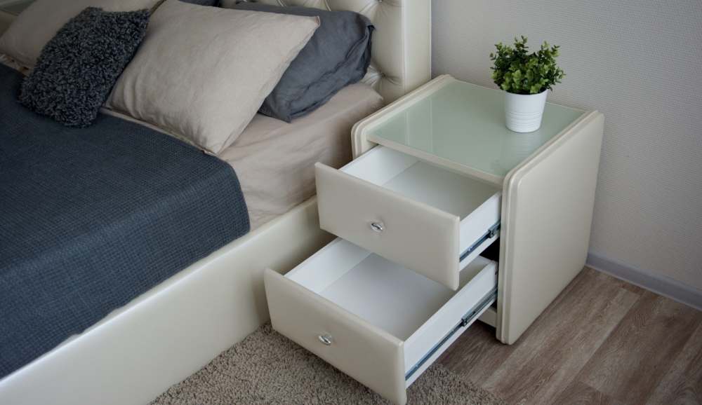 Тумба прикроватная «Этна» экокожа Teos milk