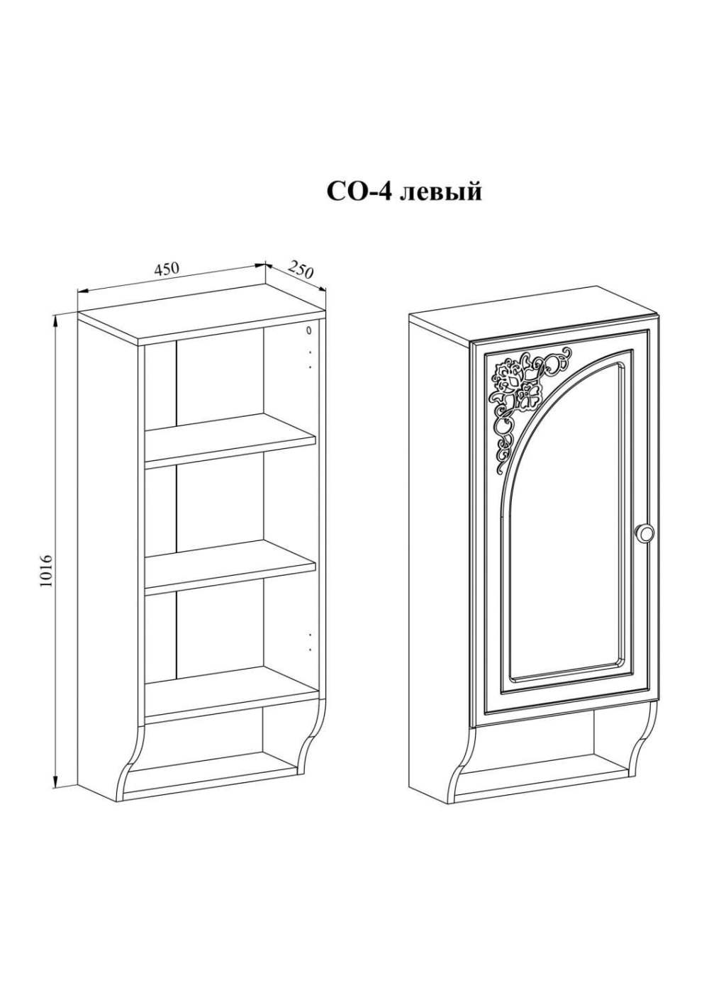 Шкаф навесной «Соня» СО-4К левый Мята/салат шагрень