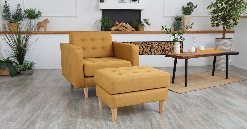 Кресло и пуф «Гарнет» ТК 435 Шерлок 520 (горчичный)