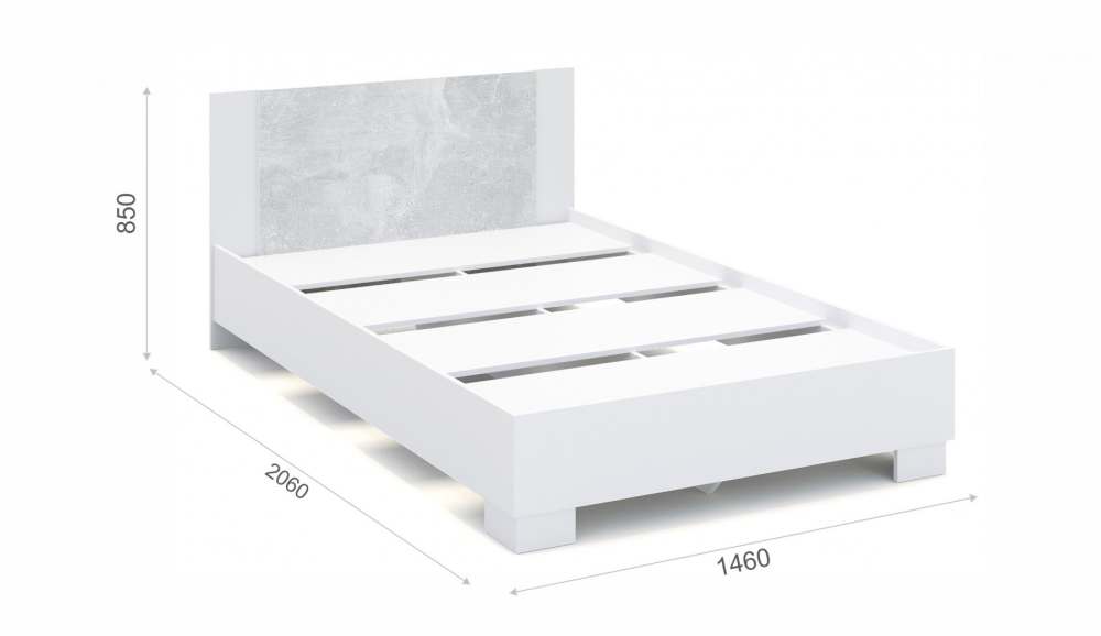 Кровать 140 основание ЛДСП «Аврора» Белый/Ателье светлый