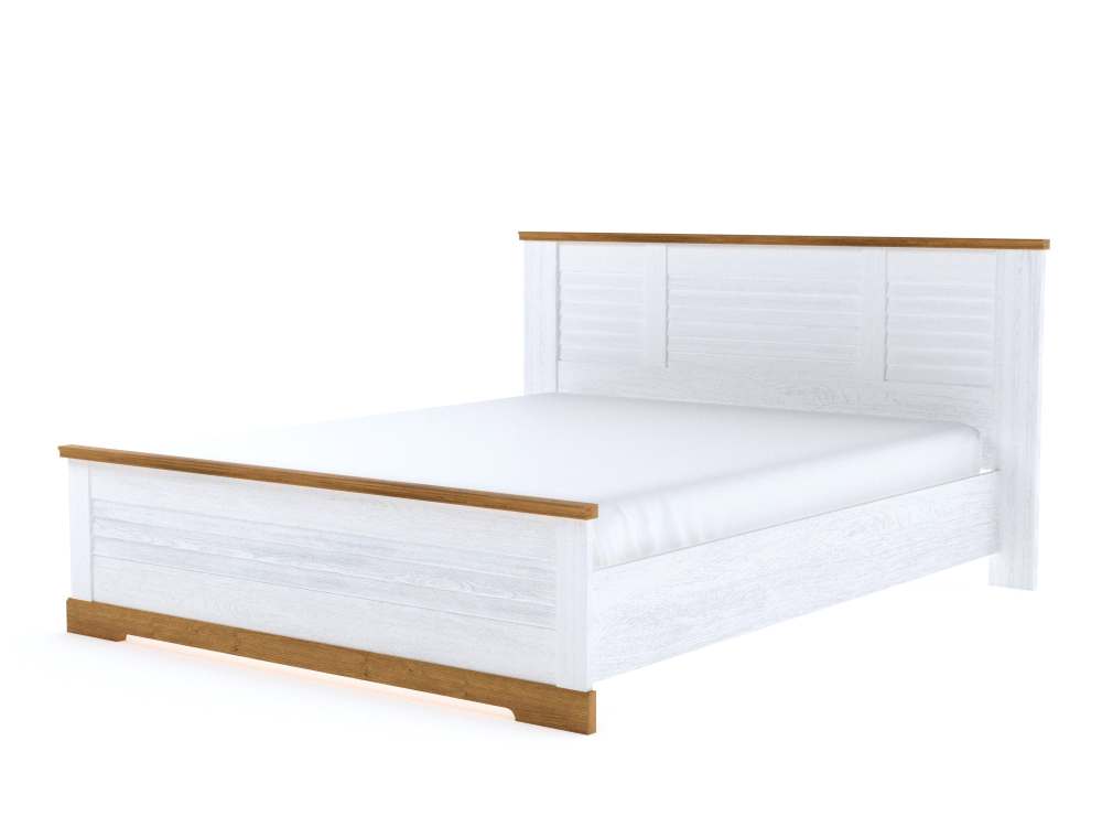 Кровать 2-х спальная 160 «Кантри» Сосна Андерсен/Орех Рибек натуральный