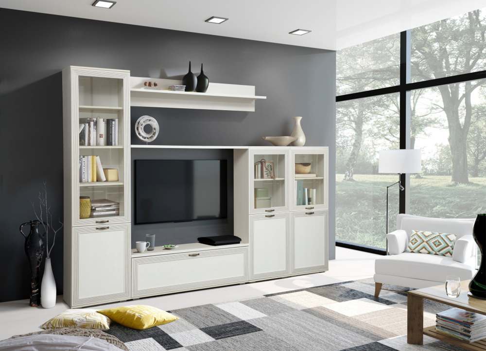 Модульная гостиная «Комо» Вудлайн кремовый/Аруша венге патина