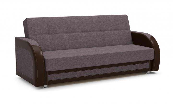 Диван-кровать «Феникс New» Рогожка виноград/Кожзам коричневый