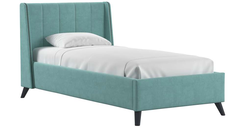 Интерьерная кровать одинарная «Мелисса» Велюр Вивальди 10 ментоловый