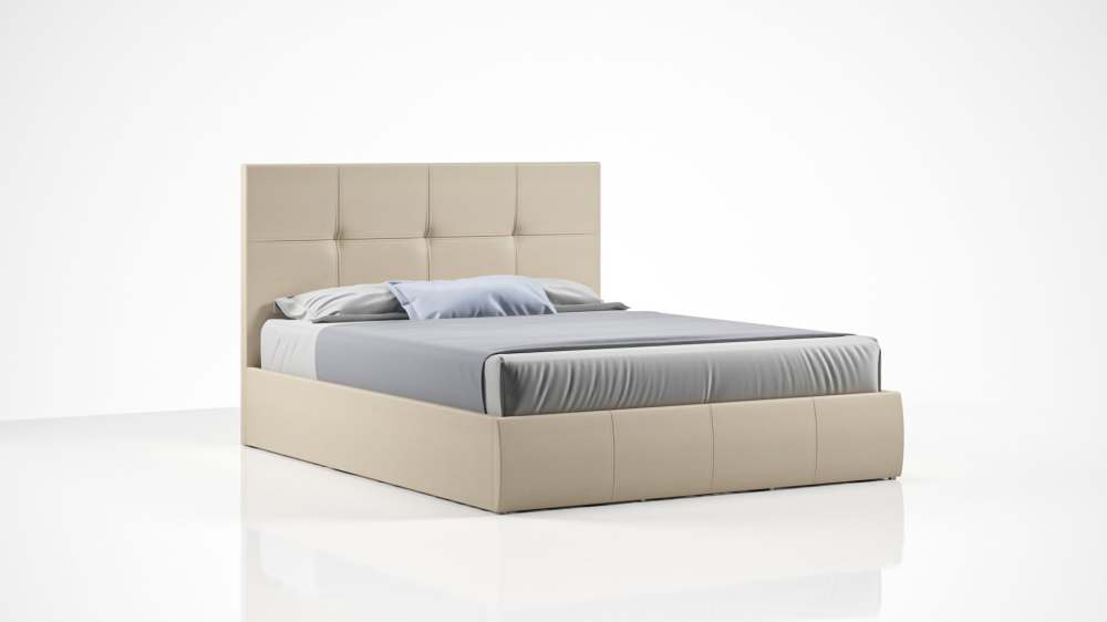 Интерьерная кровать с подъемным механизмом «Твист» Экокожа кремовая