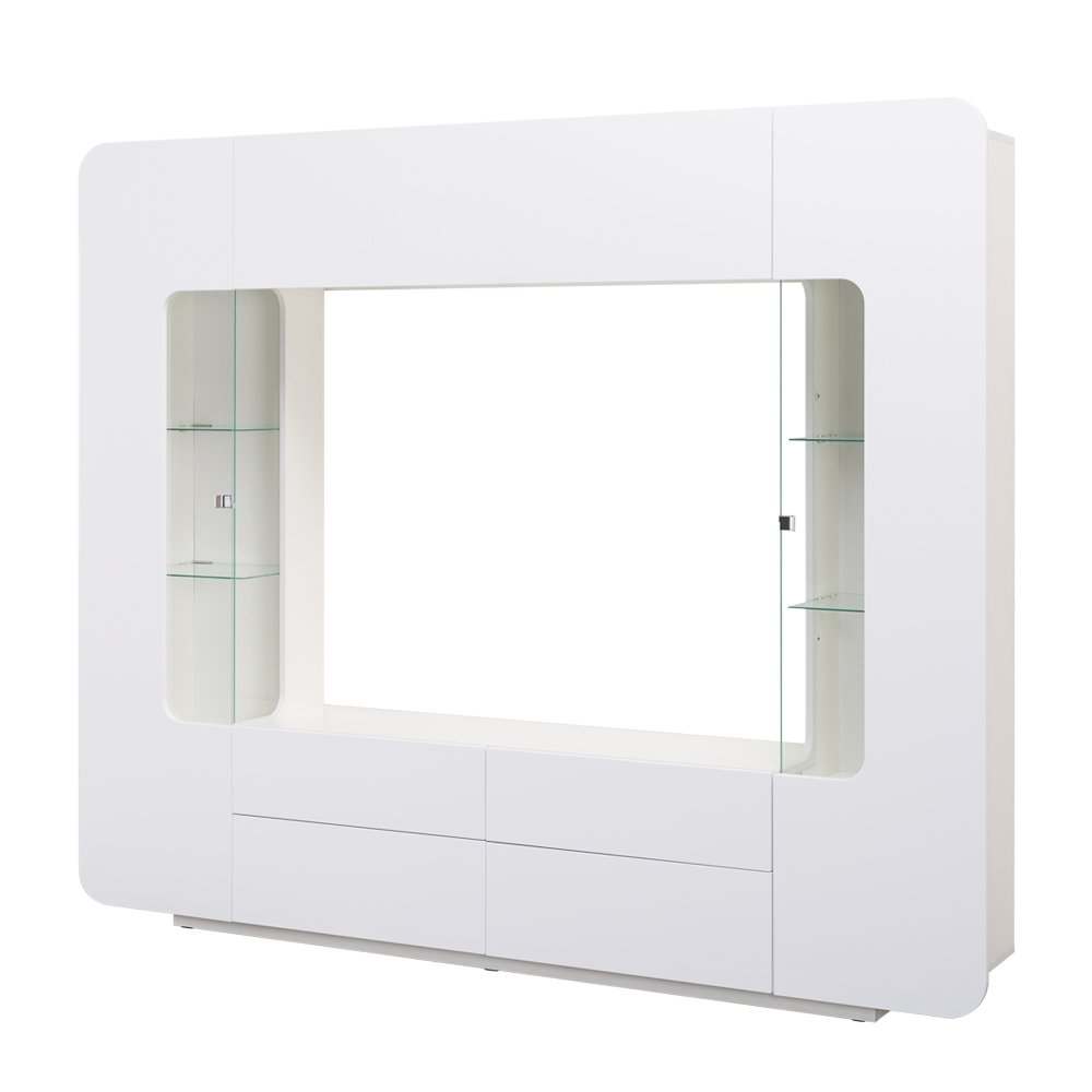 Стенка для гостиной «Румба 2» 13.07 Белое дерево/Белый глянец