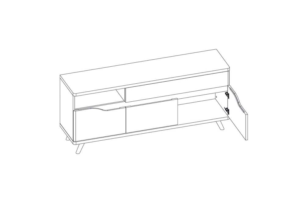 Тумба RTV 3D1SN «Evora» дуб веллингтон\белый схема