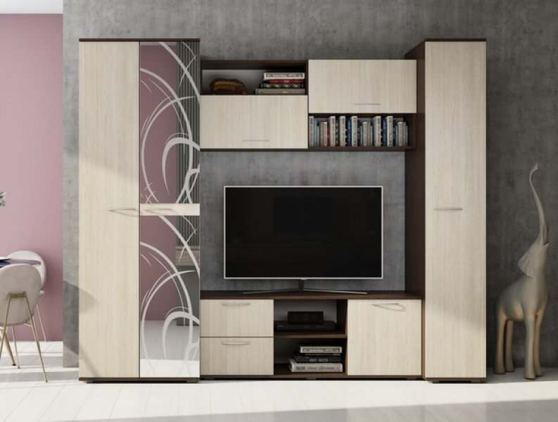 Гостиная «Альянс» Венге/молочный вариант 1