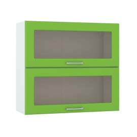 Шкаф навесной 800 гориз. 2 витрины «Лора» эвкалипт