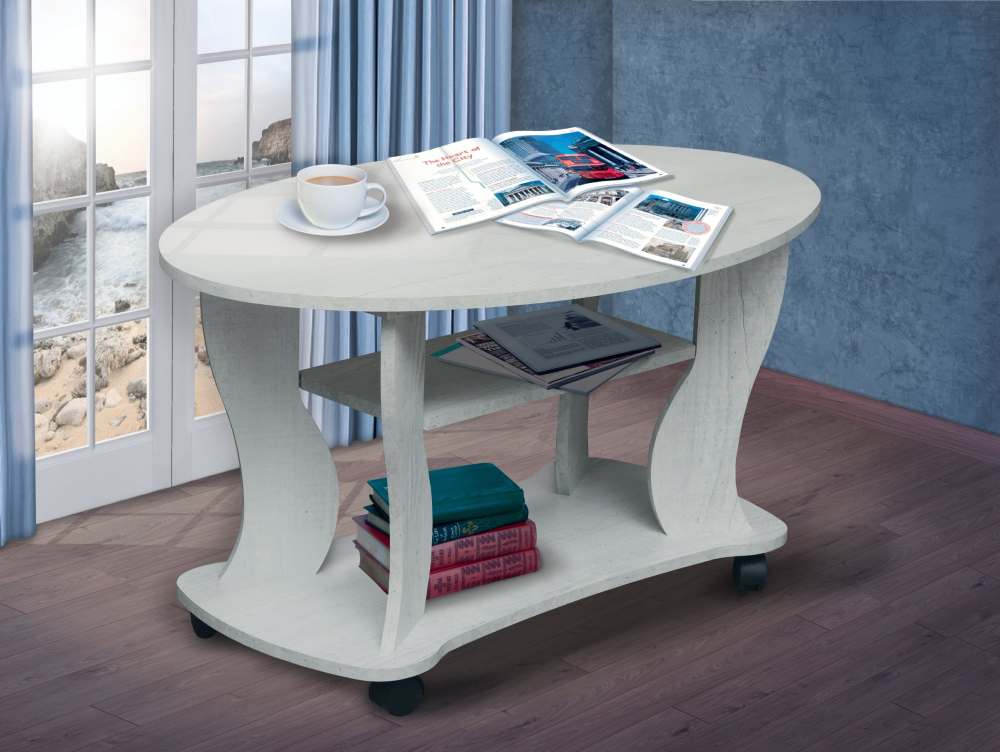 Стол журнальный «Сатурн» М05 Бетон пайн белый