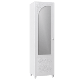 Шкаф-пенал с зеркалом «Соня Премиум» СО-13К левый Белый структурный/белое дерево