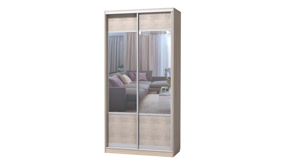 Шкаф-купе «Фортуна» Кожа крокодила светлая/Туя светлая