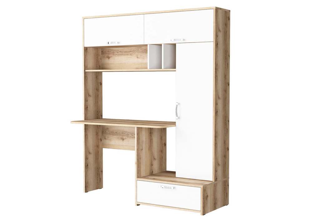 Стол компьютерный тумба справа «Номер 104» Дуб Делано/Белый
