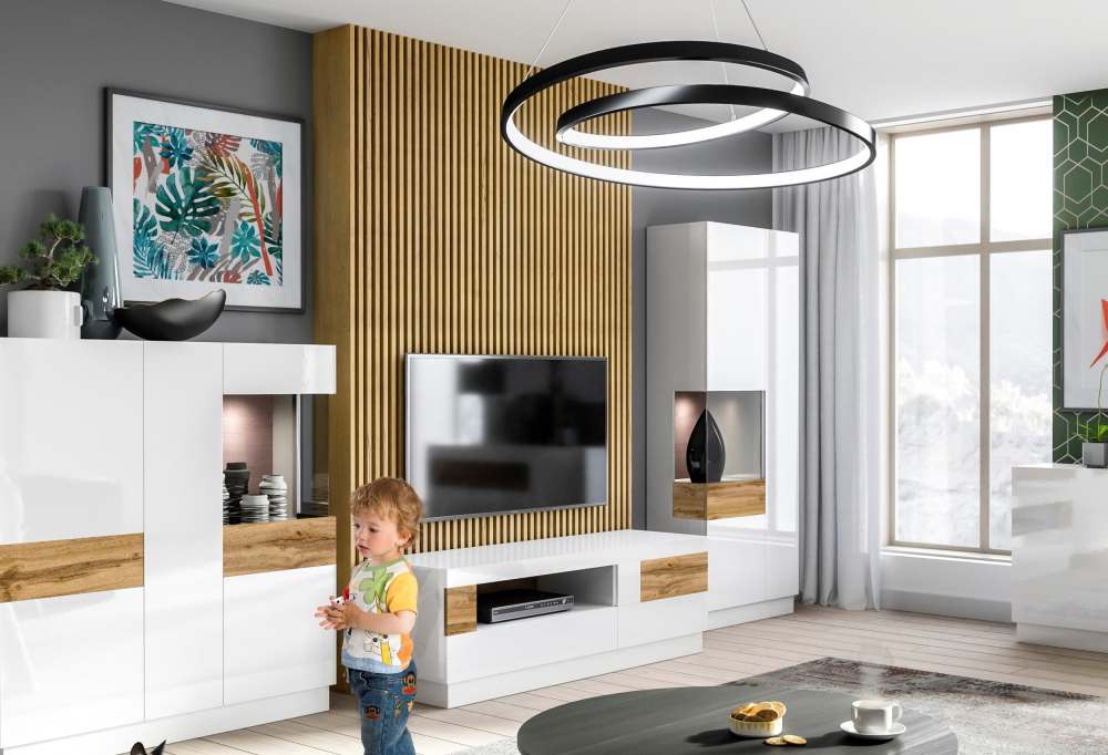 Гостиная «Silke» 247JGY Белый глянец/Дуб вотан