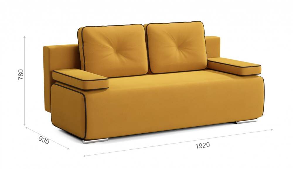 Диван прямой «Асти» Amigo yellow/Amigo brown размеры